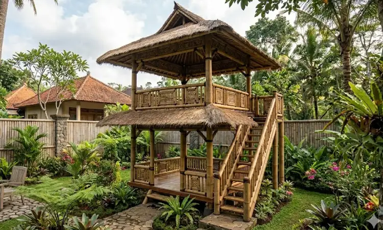 Gazebo Bambu Bertingkat, Sumber: Gemini AI