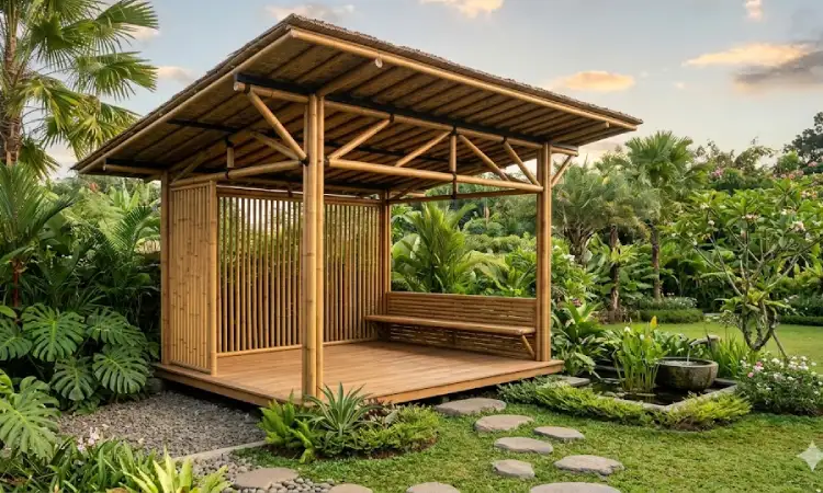 Gazebo Bambu Minimalis Modern, Sumber: Gemini AI