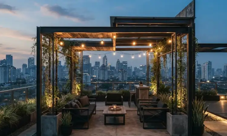 Gazebo Bergaya Industrial, Sumber: AI