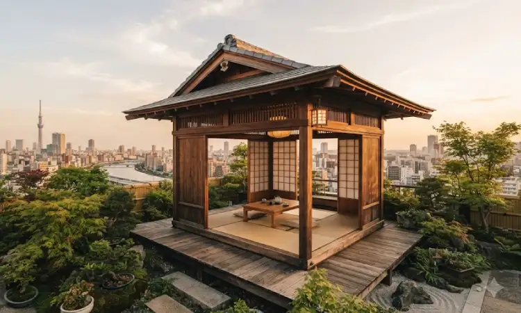 Gazebo Kayu ala Jepang, Sumber: AI
